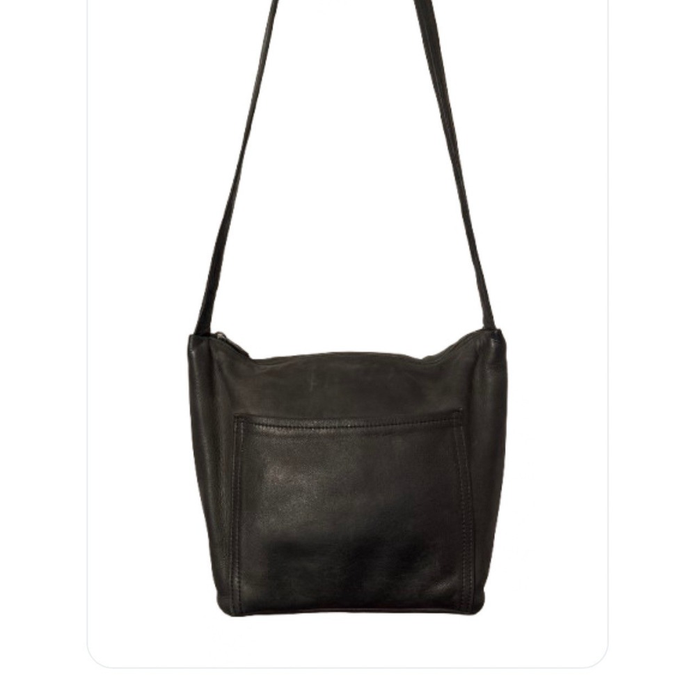 Julie Duren vintage Black Rainguarded Leather Purse Made in USA Sz Medium