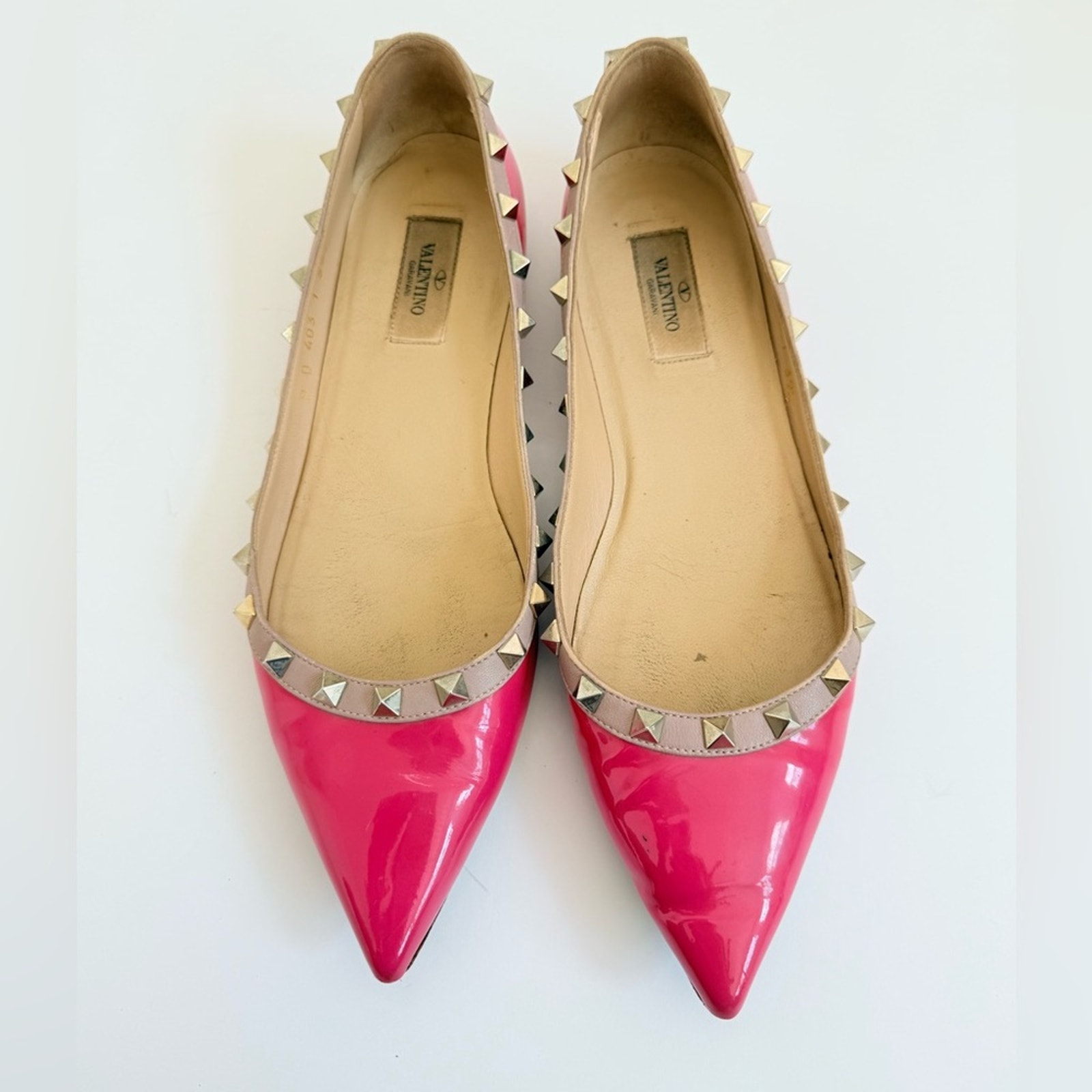 Valentino Garavani Hot pink Fuxia Patent leather Rock stud Ballet flats EU 39.5