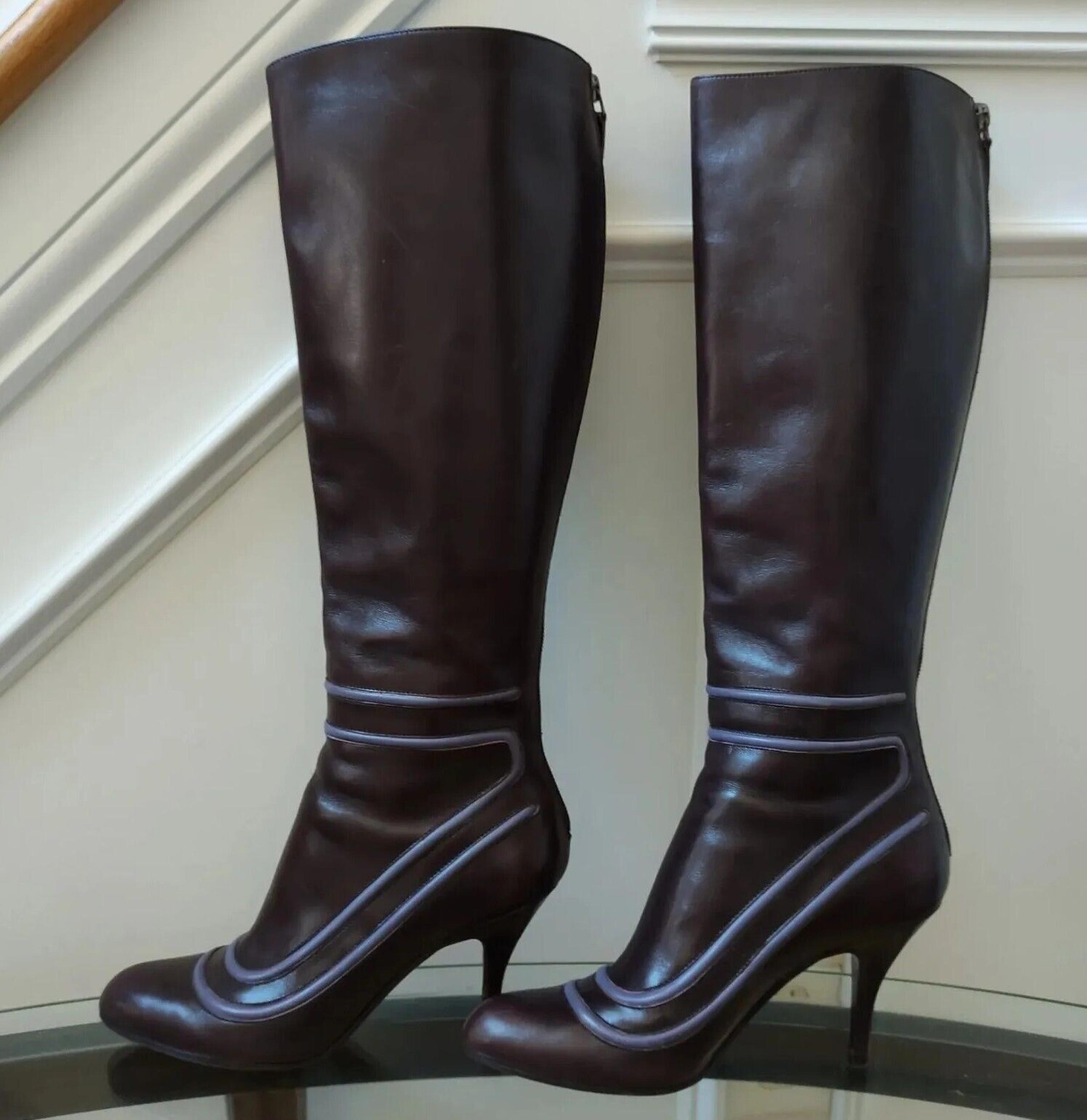 Salvatore Ferragamo Knee High Boots Women's 7 in Prune