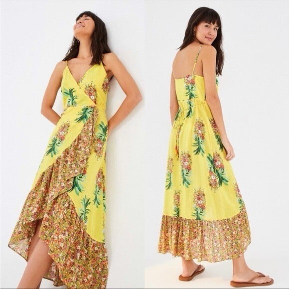 Farm Rio Anthropologie Golden Pineapple print maxi dress