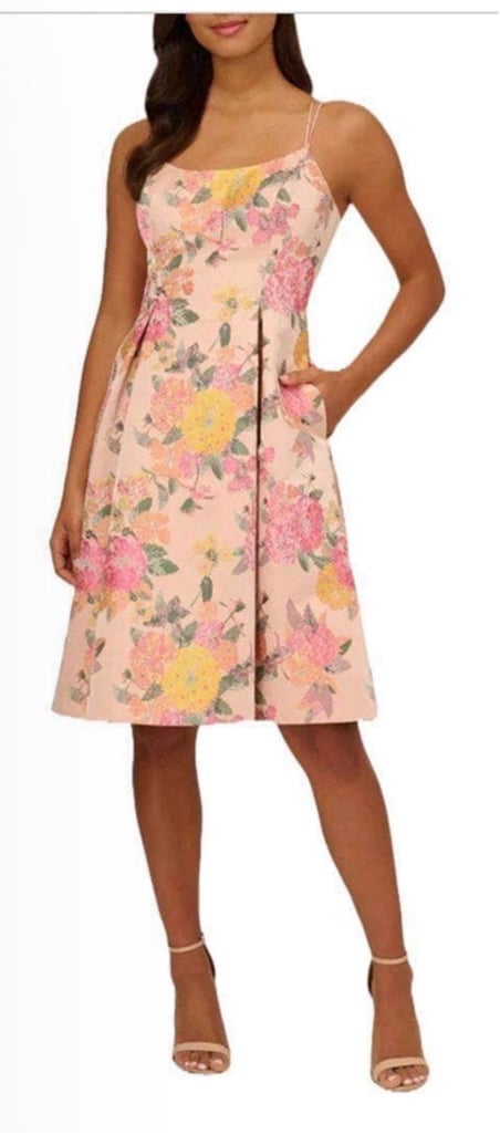 Adrianna Papell Floral Cocktail Dress Size 4 Pink Multi
