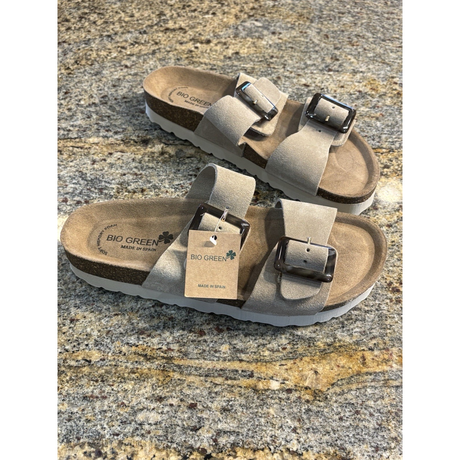 NWT Women's Bio Green Sandals Brown Genuine Leather Size 40 (9-9.5) Memory Foam