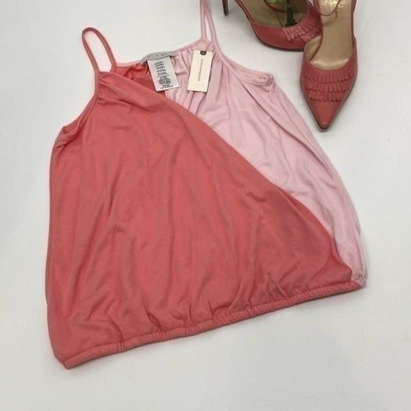 Anthropologie eri+ali Wrap Surplice Crop Top Color Block Pink XS New