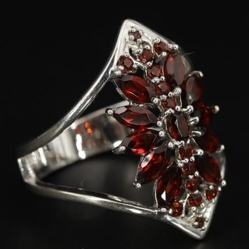 2 Ct. Sterling Silver Cocktail Garnet Ring - Size 10