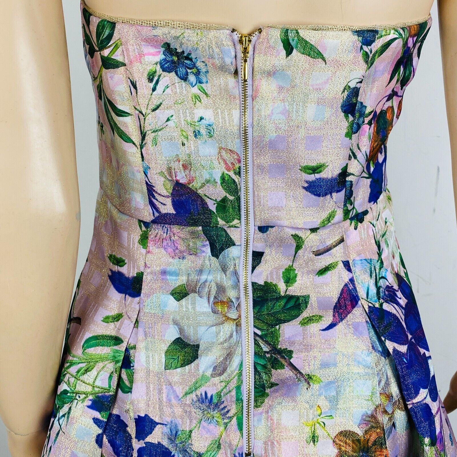 Nicole Miller NY Gorgeous Women's 2 Strapless Floral & Metallic Fit Flare Dress
