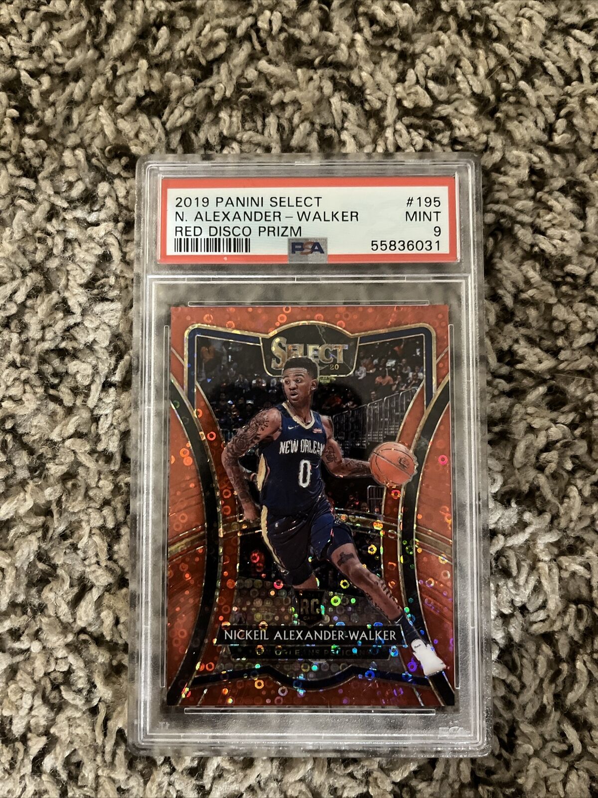 2019-20 Panini Select - Premier Level Red Disco Prizm /49 #195 Nickeil PSA 9