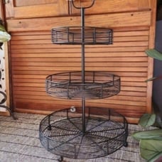 Farmhouse large vintage Inspired 3 tiered metal display tray