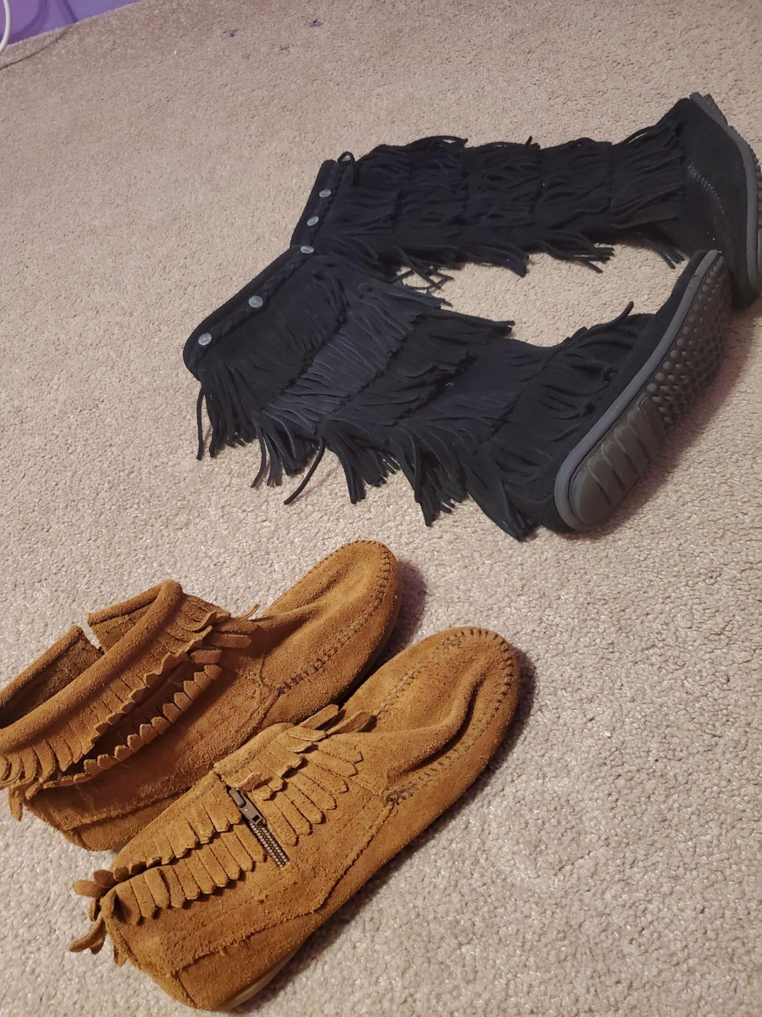 Minnetonka Moccasins and Fringe boots