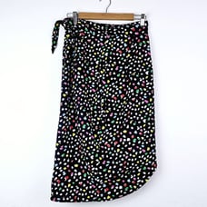 J Crew Skirt 2 Knee Length Faux Wrap Navy Motif Side Zip Lined