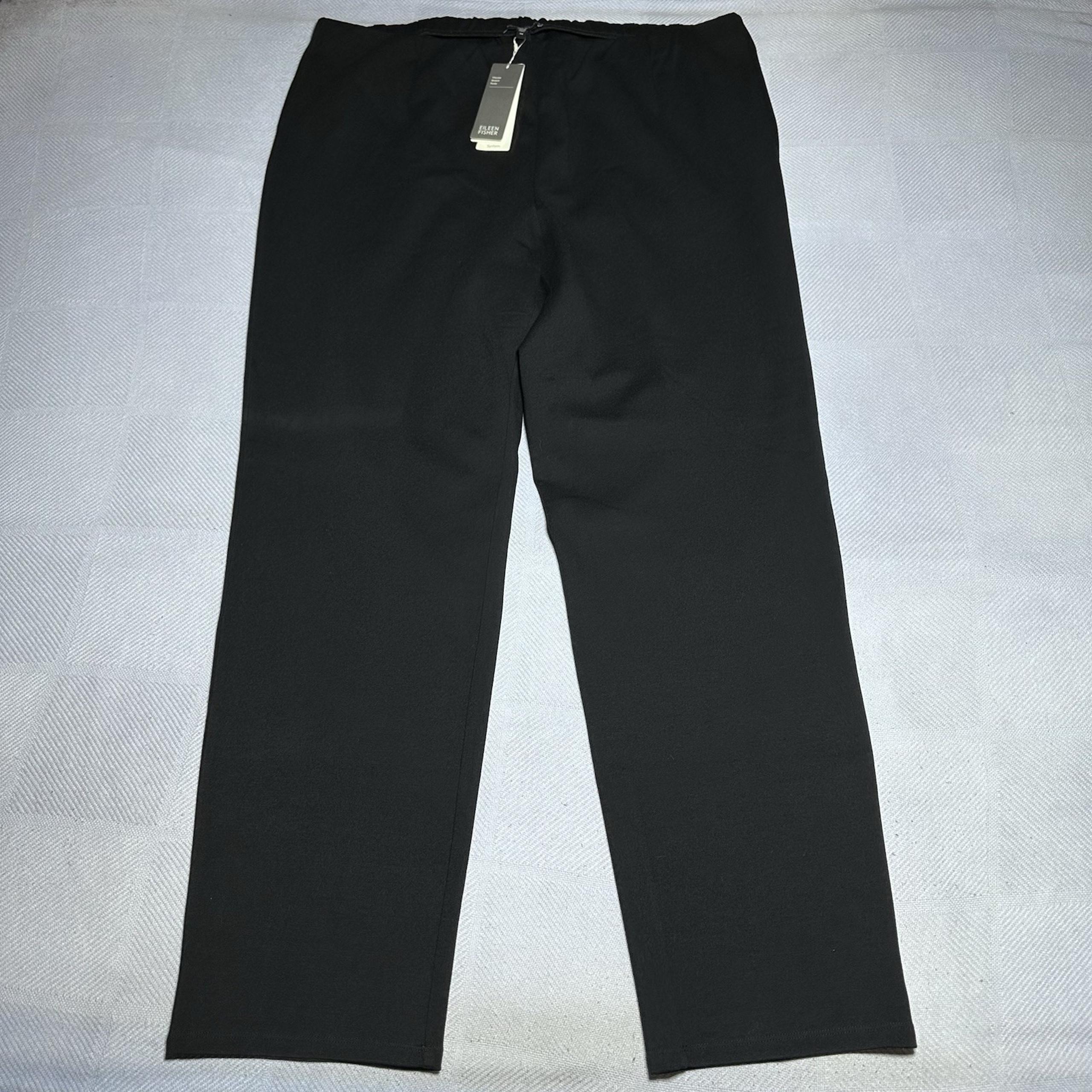 NEW Eileen Fisher Black Viscose Stretch Ponte Knit Slim Fit Pants Size 3X NWT