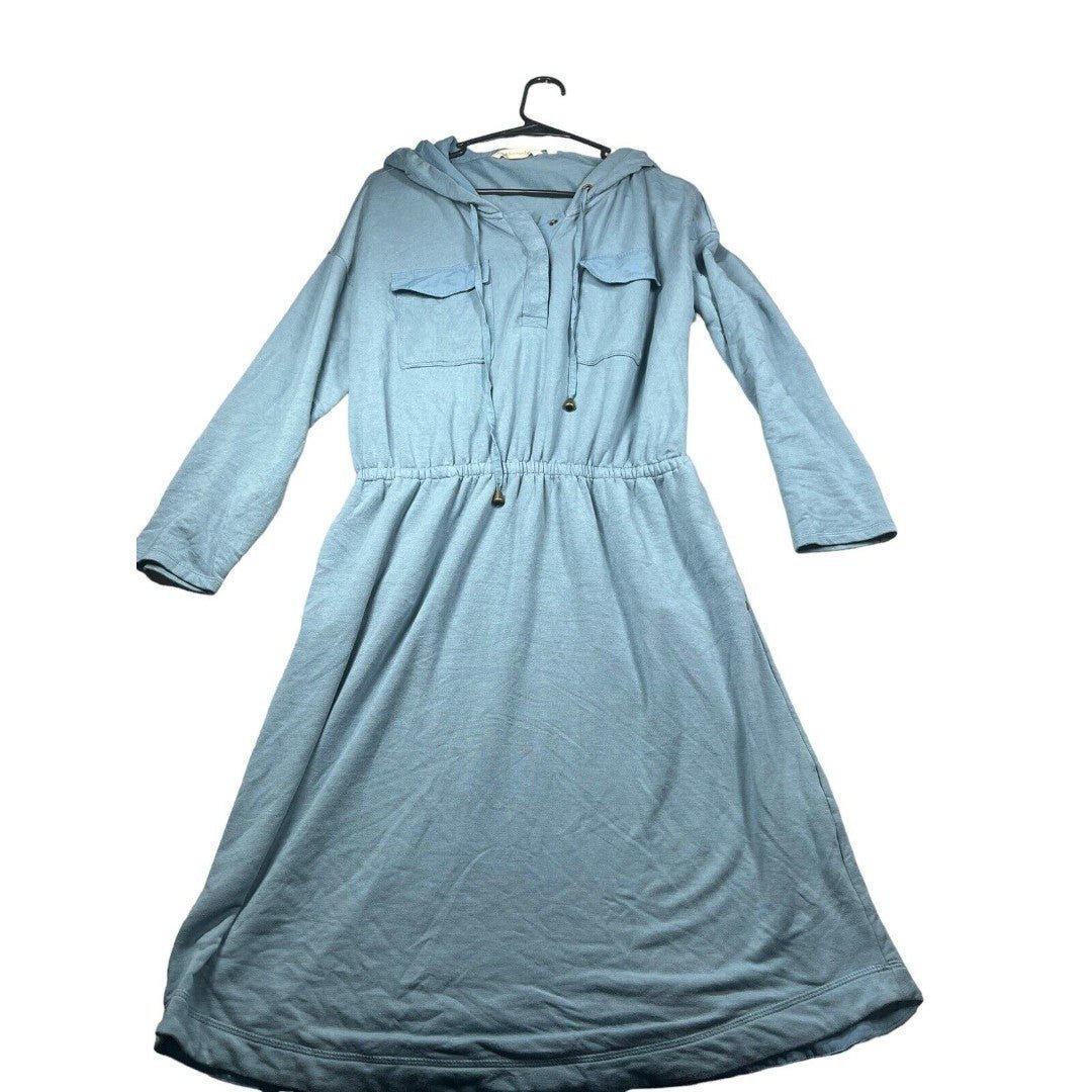 Soft Surroundings Live Soft Reawaken Dress Blue Hooded Medium