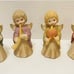 Vintage Lefton Hand Painted Bisque Christmas Angels W/harp, Horn, Heart, Flute