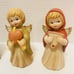 Vintage Lefton Hand Painted Bisque Christmas Angels W/harp, Horn, Heart, Flute