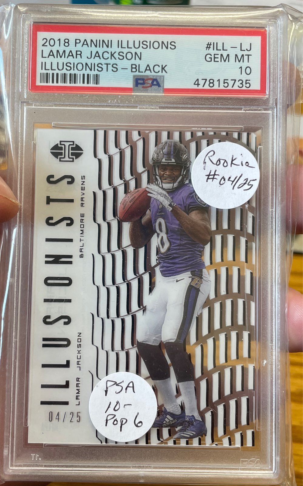 2018 Lamar Jackson Illusions Illusionists Black PSA 10 #d 04/25 !!!! Pop 6 RA