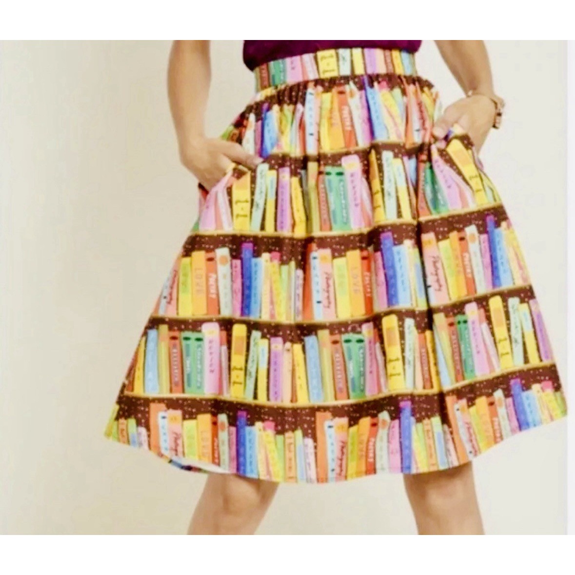 ModCloth Literary Librarian A-Line Skirt 3X/ 22/24WLibrary Books Cotton Retro EC