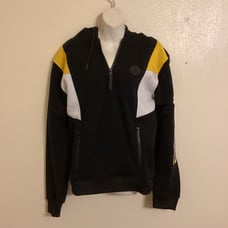 NWT Men’s Akademik’s Sweater Black Color Block Graphic Hoodie Size Large