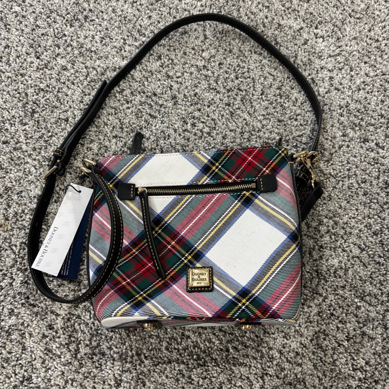Dooney and Bourke authentic NWT Tartan white