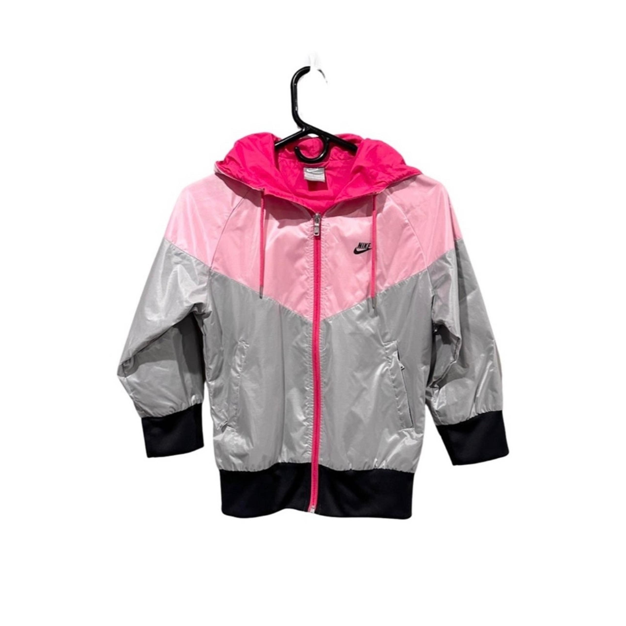 Nike Women’s Pink Grey Black Sportswear Zip Up Windbreaker Jacket Sz Small EUC