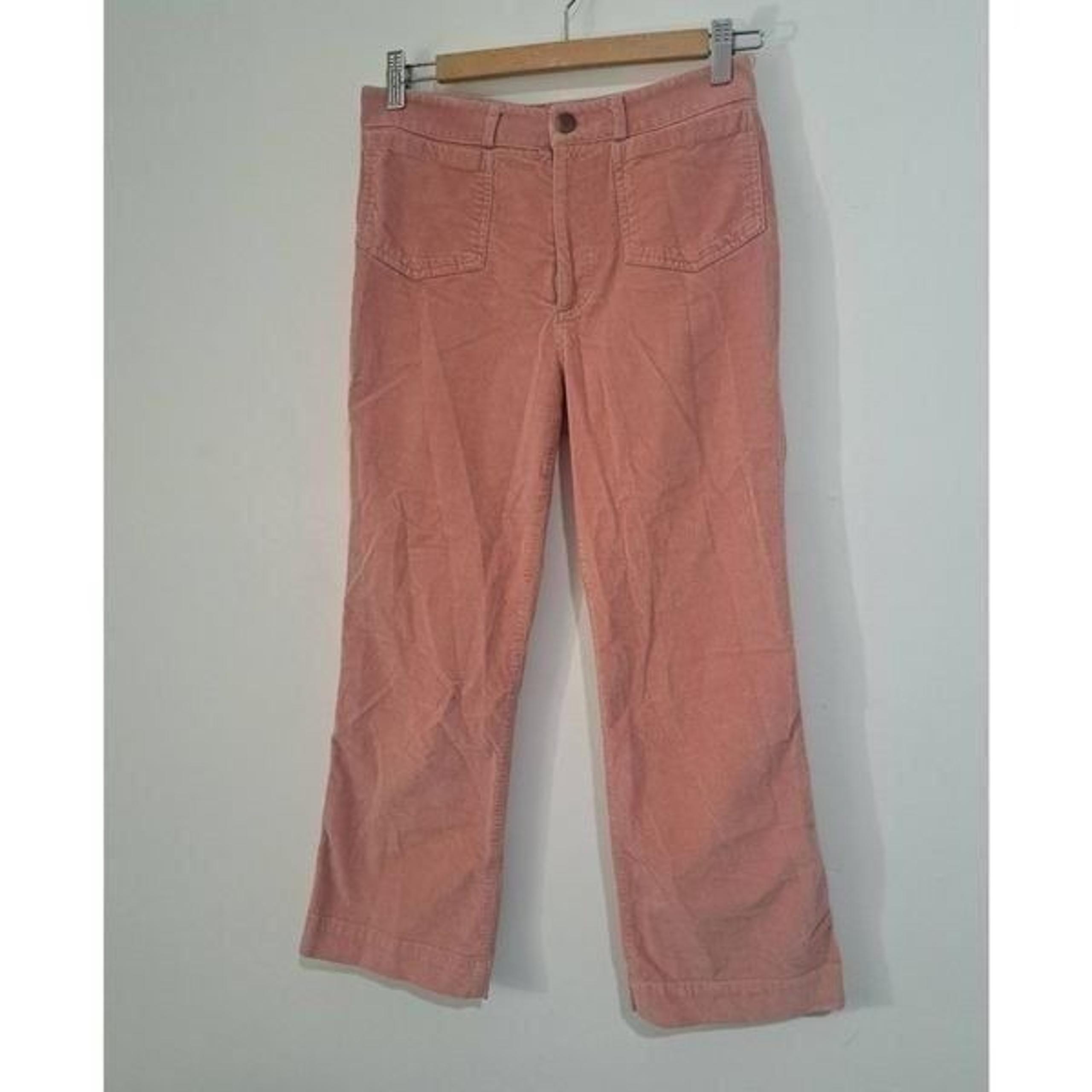 Steven Alan USA womens size 2 SALMON PINK corduroy cropped flare hem pants