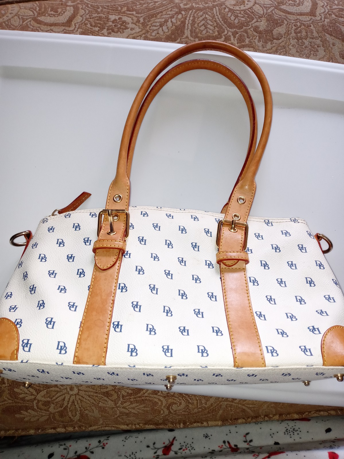 Dooney & Burke white w/blue handbag