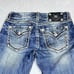 Miss Me Jeans Women 25 Blue Signature Cuffed Capri Stretch Denim Crop Logo Pants