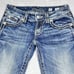 Miss Me Jeans Women 25 Blue Signature Cuffed Capri Stretch Denim Crop Logo Pants