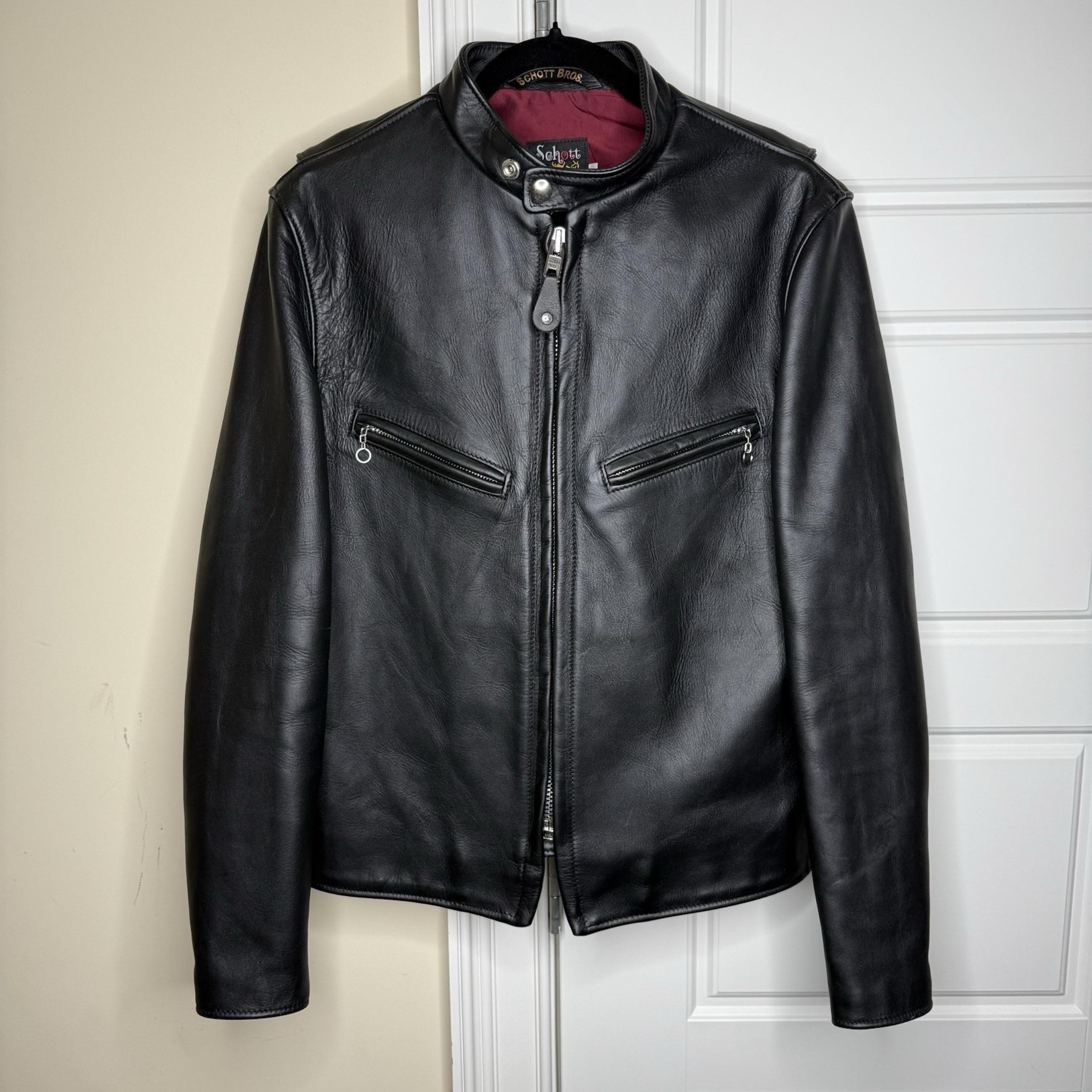 Men's Schott NYC Black 7009 641XX Leather Moto Jacket Japan Exclusive Size 38