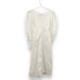 Prabal Gurung Ruched Button Up Dress 0 Scoop Neck Long Puff Sleeve Shirred White