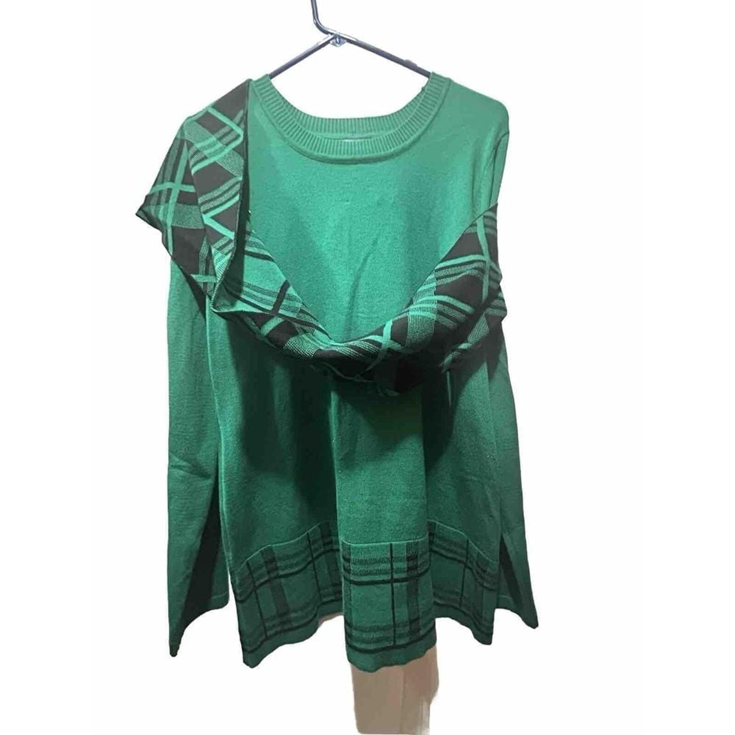 Kim Rogers Womens Green Long Sleeves V Neck Pullover Sweater With Scarf Size S