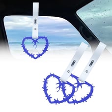 NEW 2PCS BARBED WIRE BLUE JDM TSURIKAWA RING WHITE Handle Strap Drift Charm