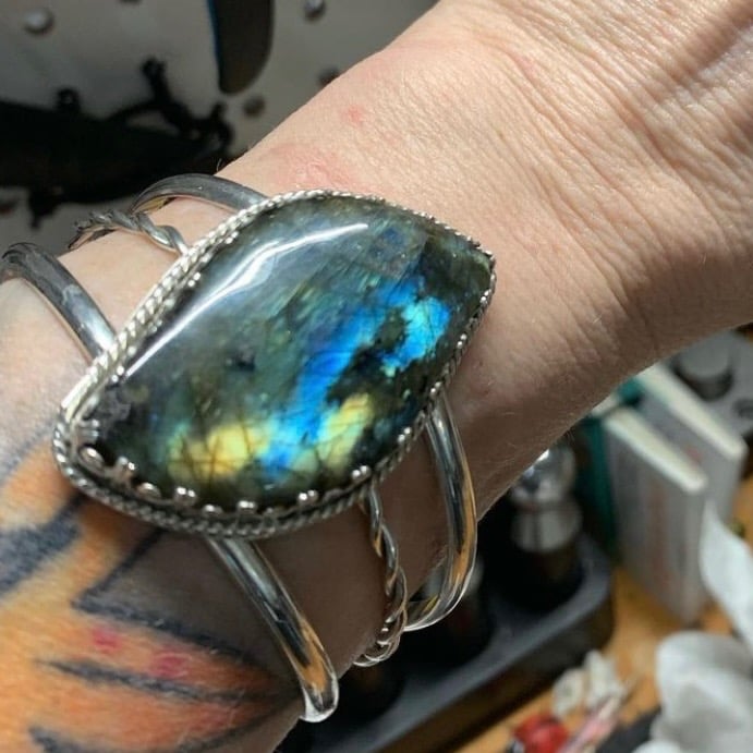 Sterling Silver Laboradite Cuff Bracelet