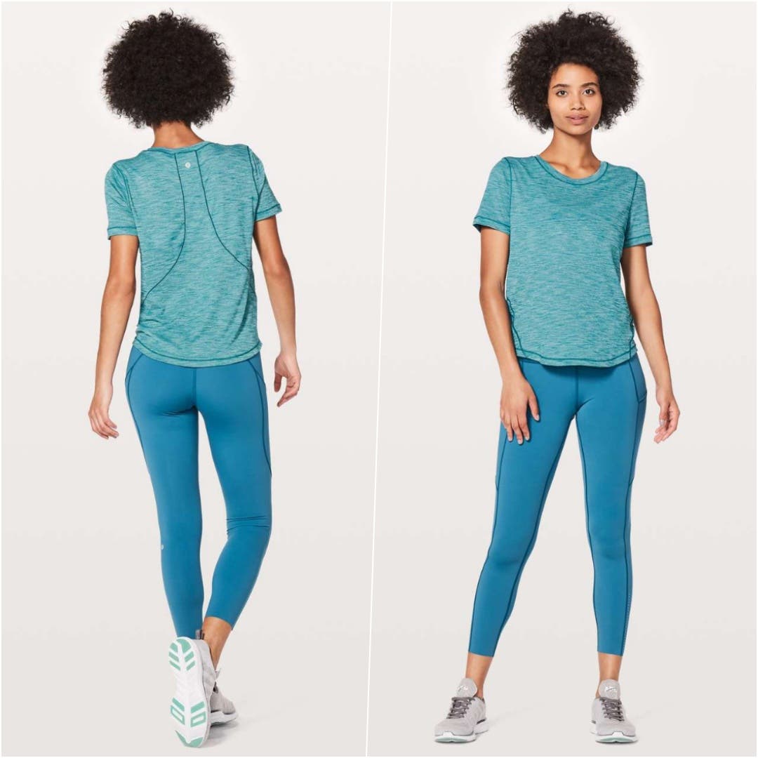 RARE Lululemon Run Relaxed Short Sleeve Teal Blue Green 6 NWOT