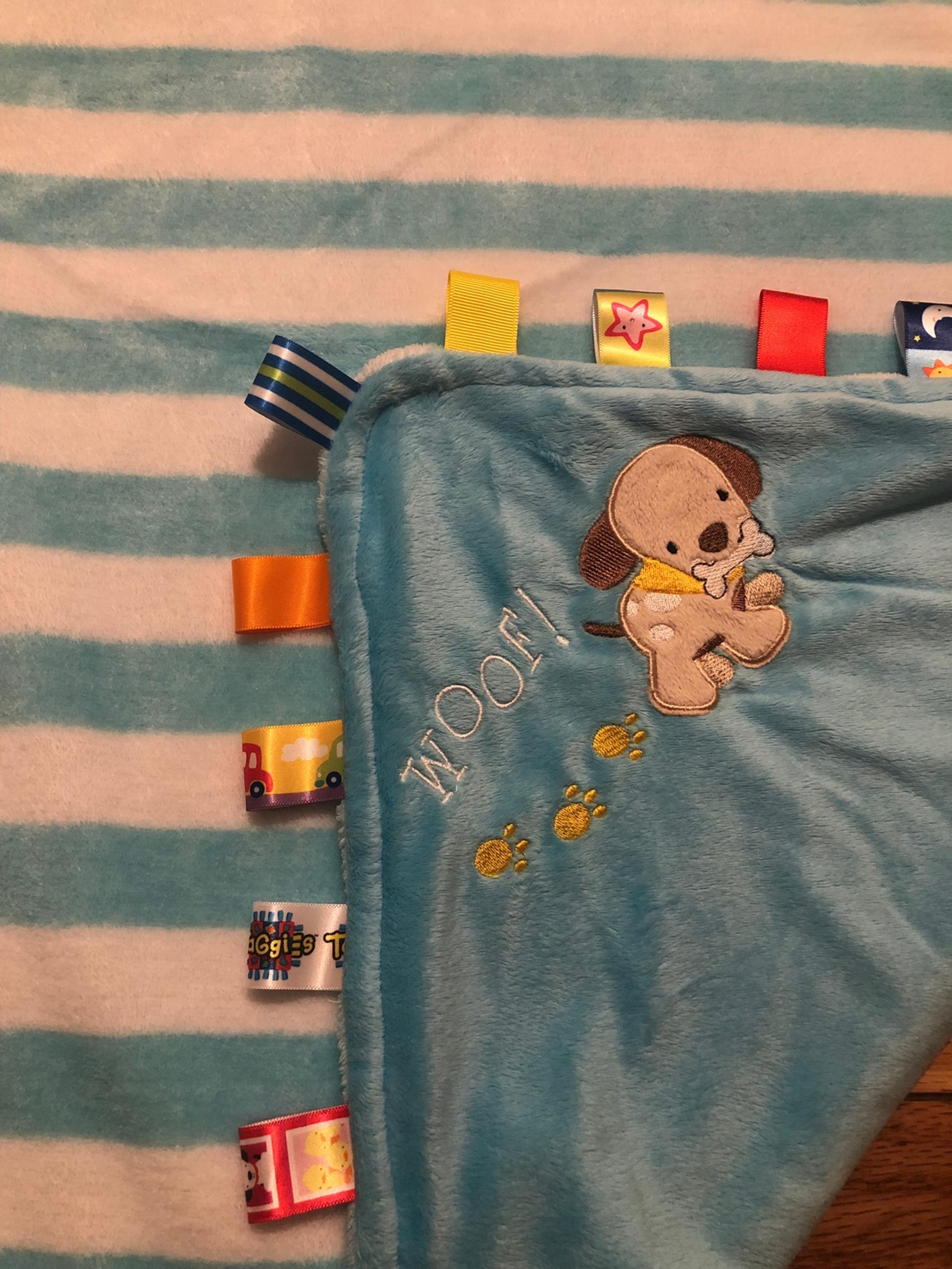Taggies Striped Puppy Dog Baby Blanket