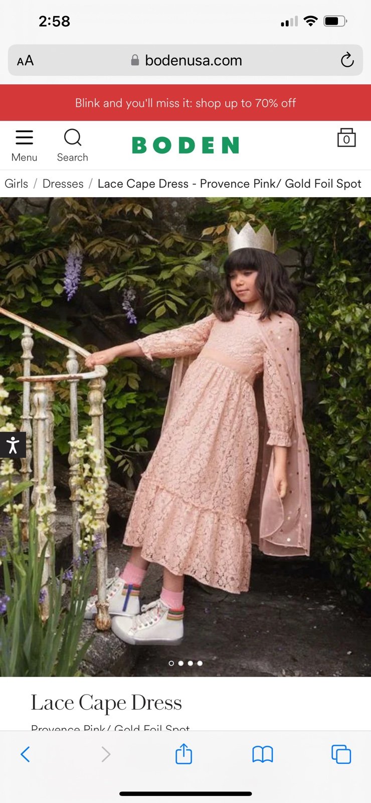Mini Boden lace cape dress