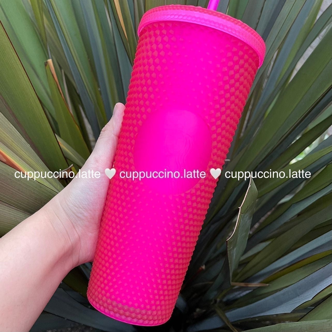 NEW Starbucks 2021 Matte Neon Jelly Pink Soft Touch Studded Bling Tumbler