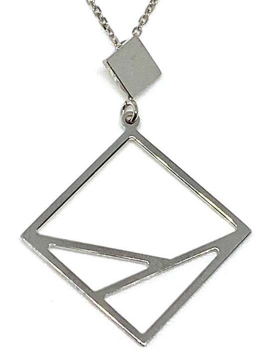 GEOMETRIC PENDANT WHITE GOLD 14k
