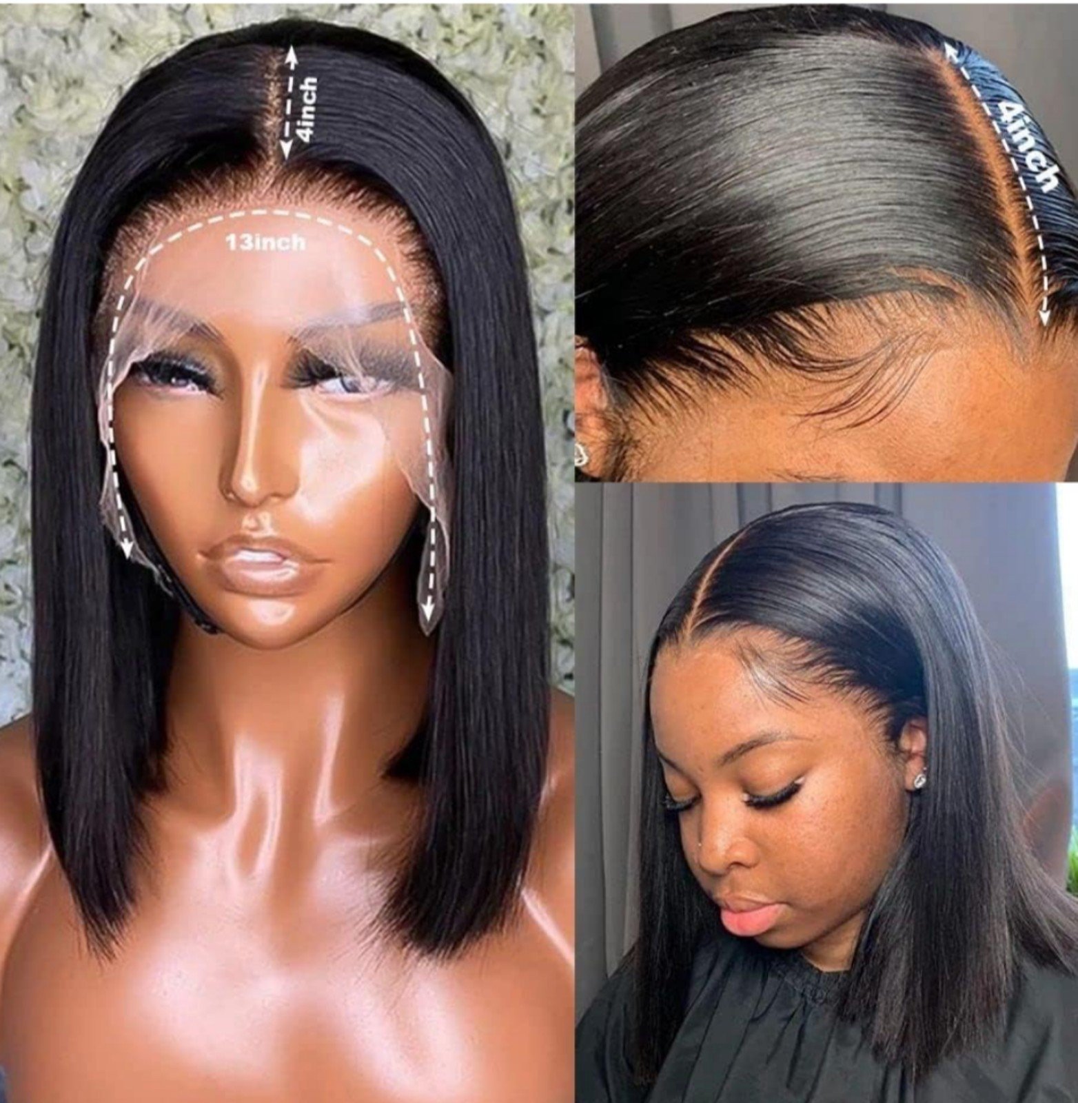 100% human hair front lace bob wig