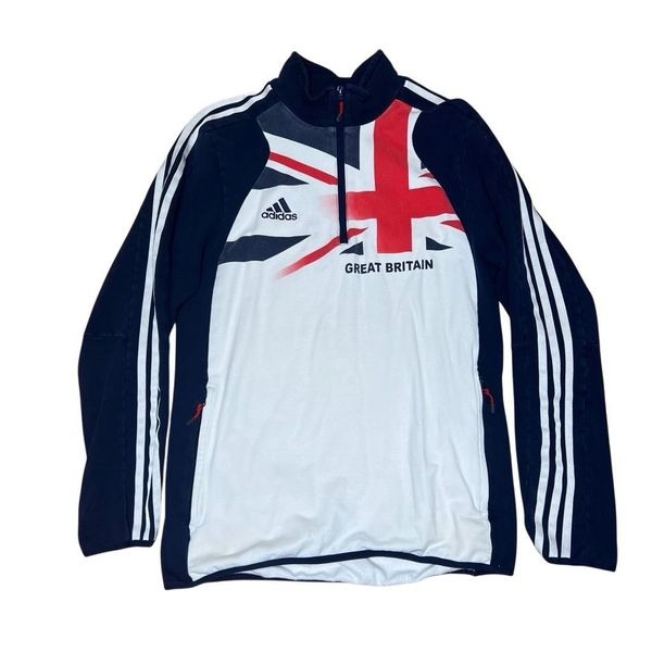 Y2K Vintage Adidas Great Britain England Pullover Olympics 1/2 Zip Small Medium