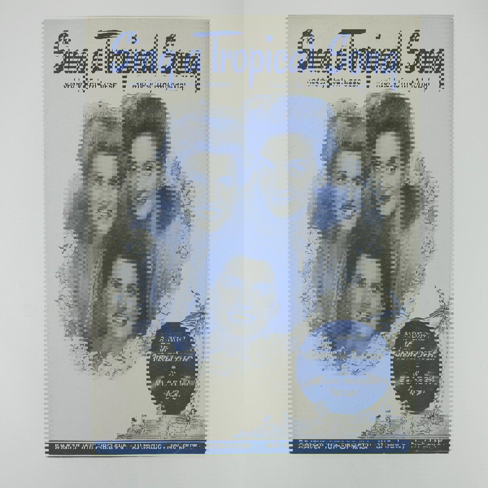 Sheet Music Sing A Tropical Song The Andrews Sisters Decca Record Vintage 1944