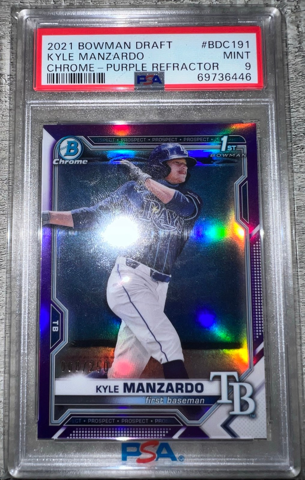 Kyle Manzardo 2021 1st Bowman Chrome RC Purple BDC-191 /250