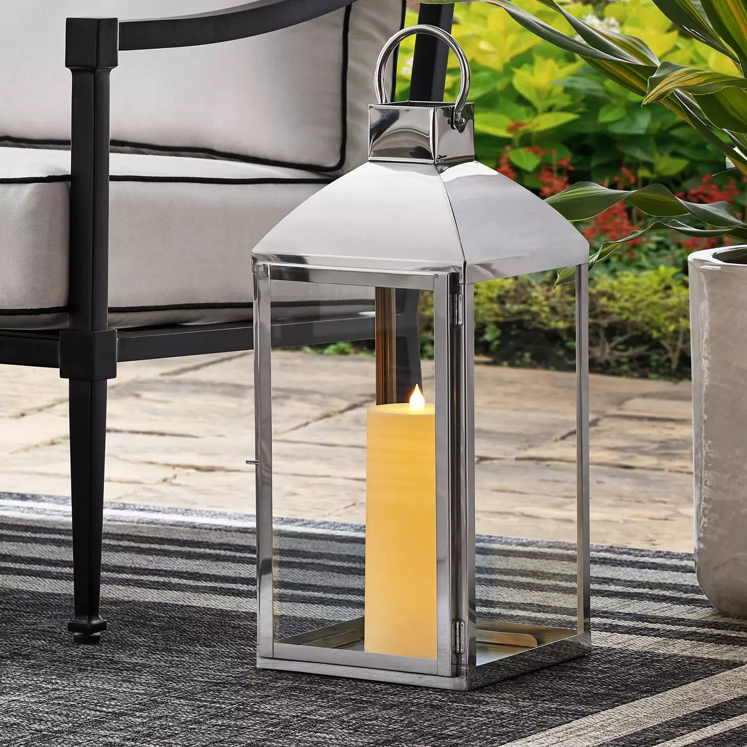 21 Stainless Steel Lantern with Glass