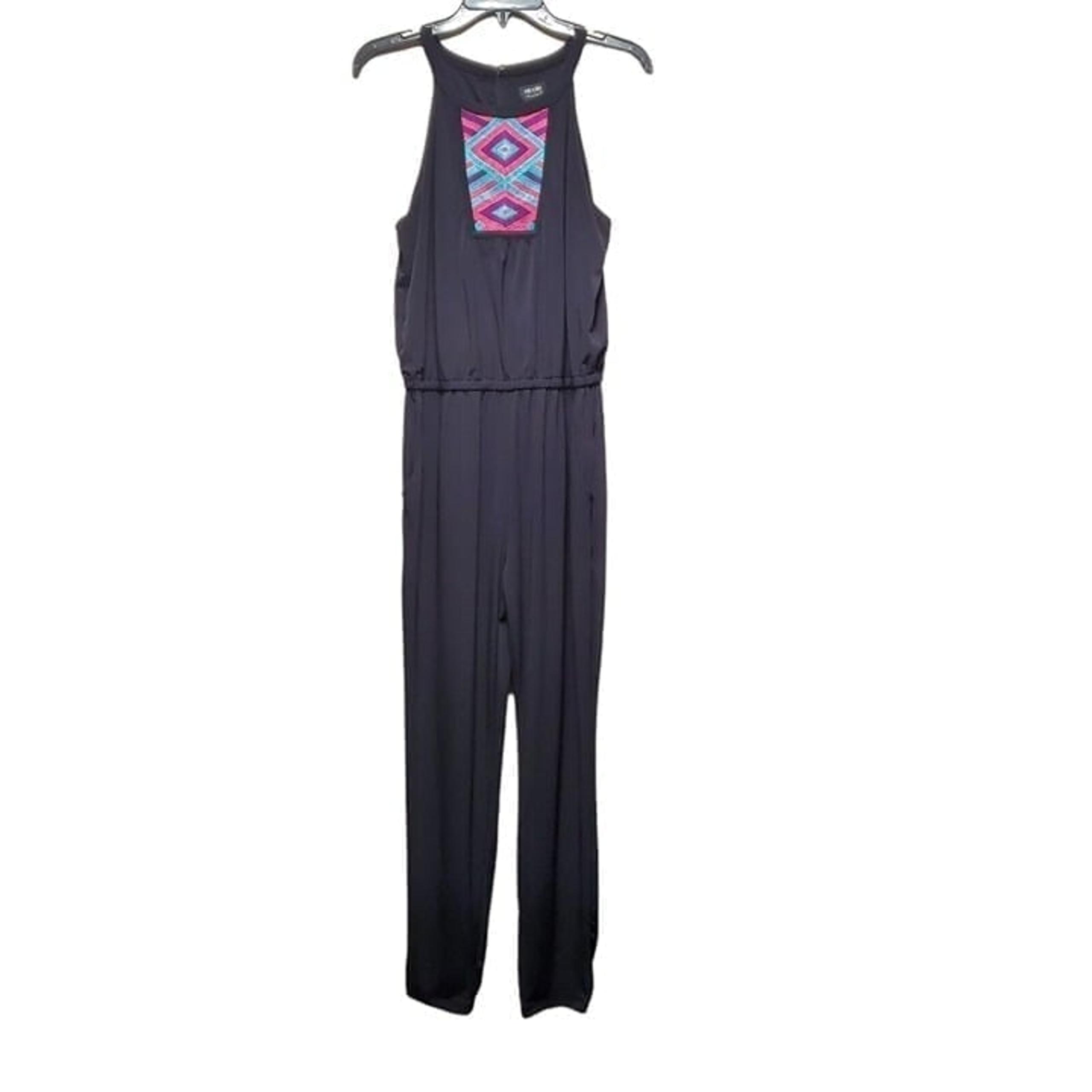 Nicole by Nicole Miller Women's Black Halter Sleeveless Jumpsuit Size Medium M