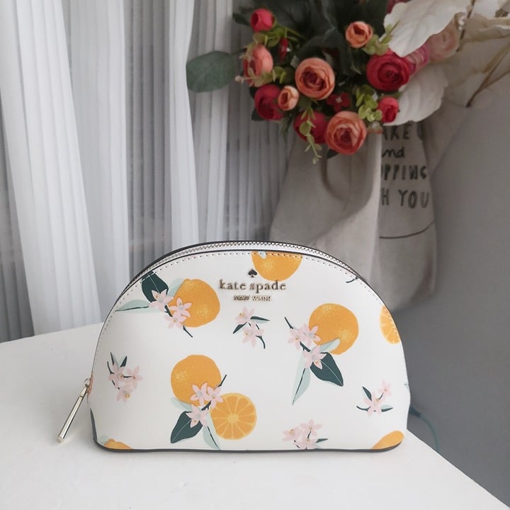 New Kate Spade Orange Toss Print Small Cosmetic Case KC560 89
