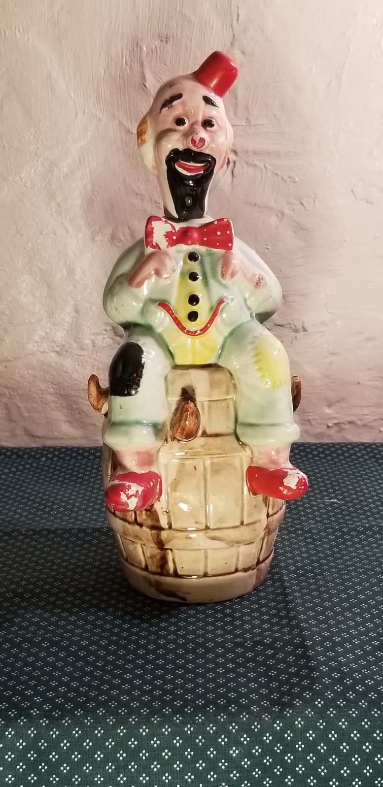 Vintage Clown Sitting On Barrel Decanter