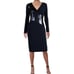 NWT Lauren by Ralph Lauren Women's 4 Navy Blue Jersey Dress Sequin Long Sleeve