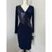 NWT Lauren by Ralph Lauren Women's 4 Navy Blue Jersey Dress Sequin Long Sleeve