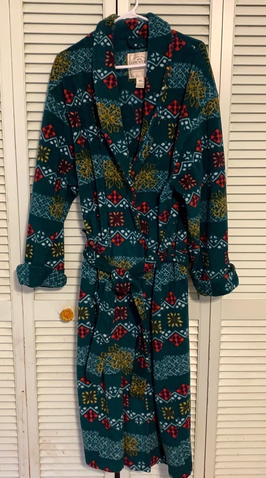 Victoria’s Secret Country Green Fair Isle Snowflake Fleece Robe Size M/L