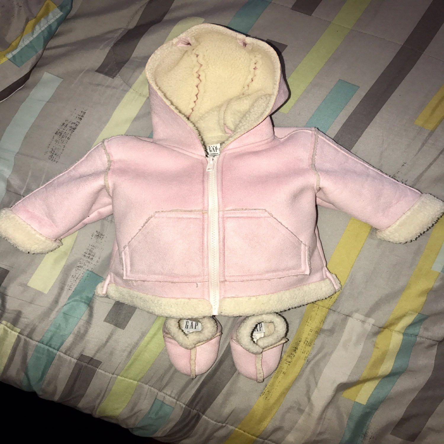 Baby gap Pink Shearling Coat Jacket Set