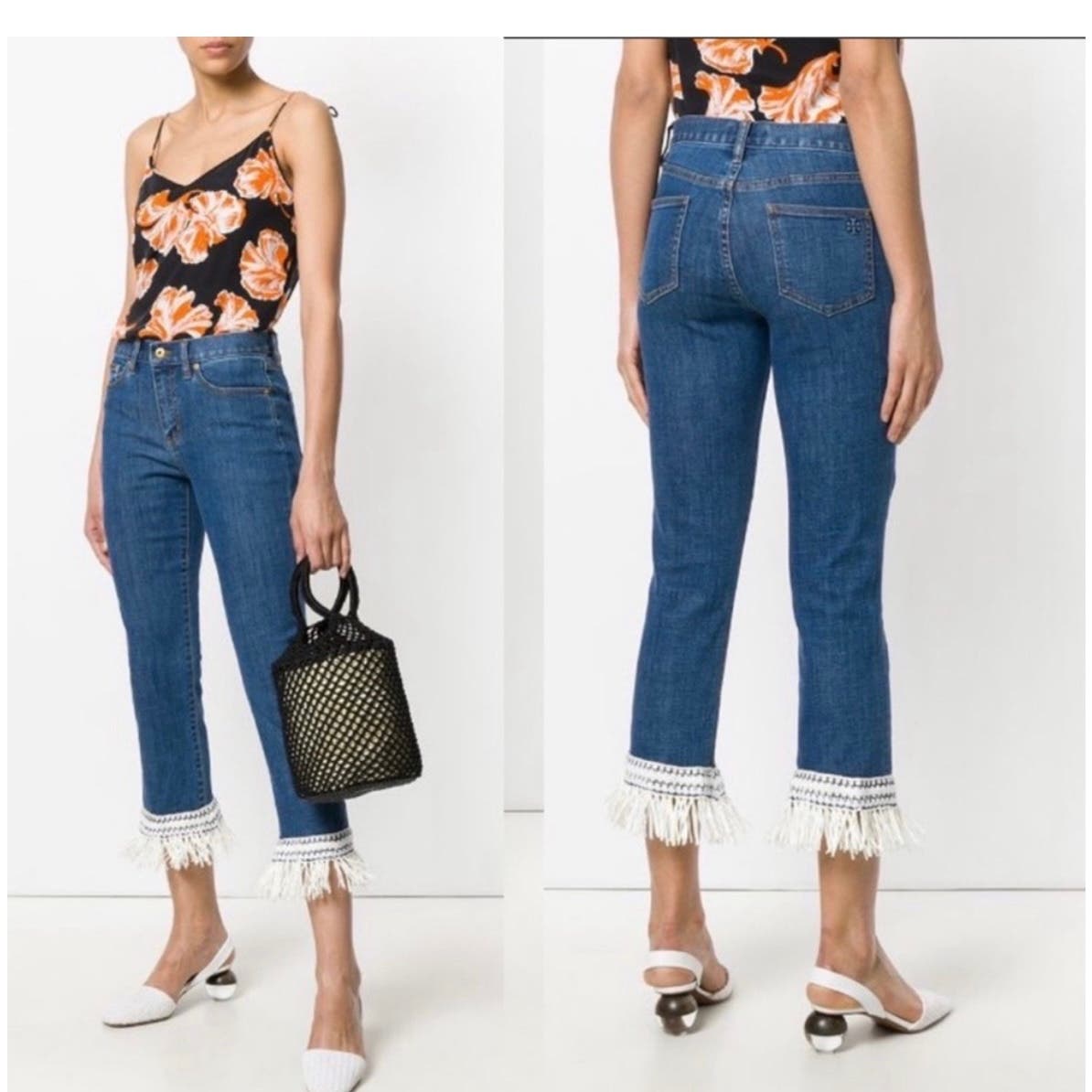 Tory Burch mid Rise straight leg cropped jeans size 28 nwt