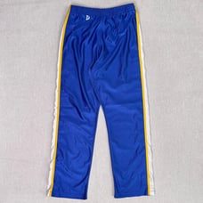 Vintage 80s DeLONG Track Pants Mens L Snap Up Tear Away Blue Striped Made in USA